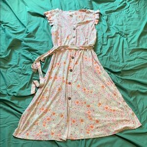 Floral Kids Dress with Belt